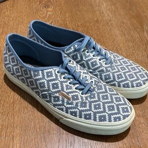 Blue Patterned Canvas Sneakers